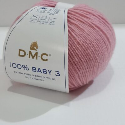 Ovillo lana rosa etiqueta dmc 100 baby 3 extra fine merino wool superwash